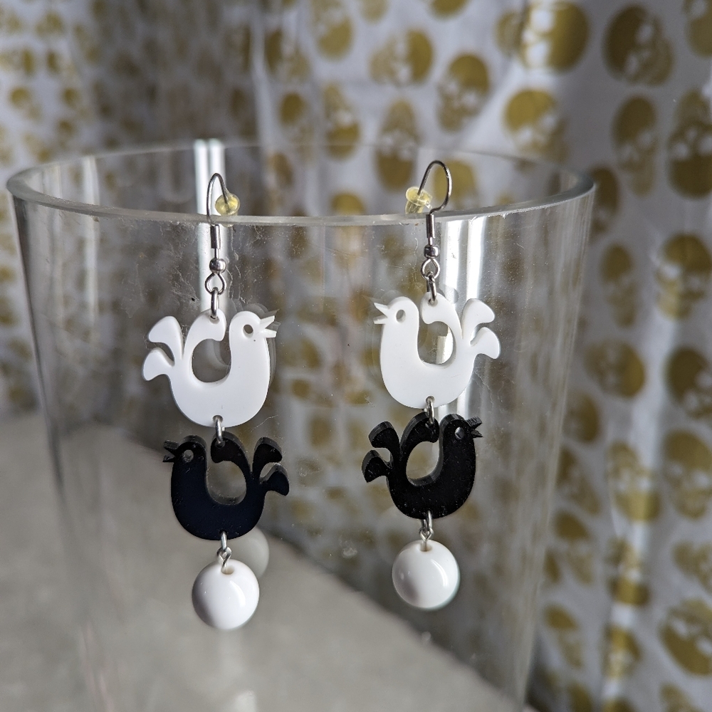 Retro 70s bird earrings